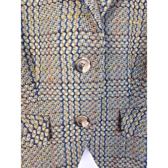 CAbi Wool Blend Plaid Fitted Cropped Blazer Jacket Green Blue Sz 8 - Picture 4 of 4